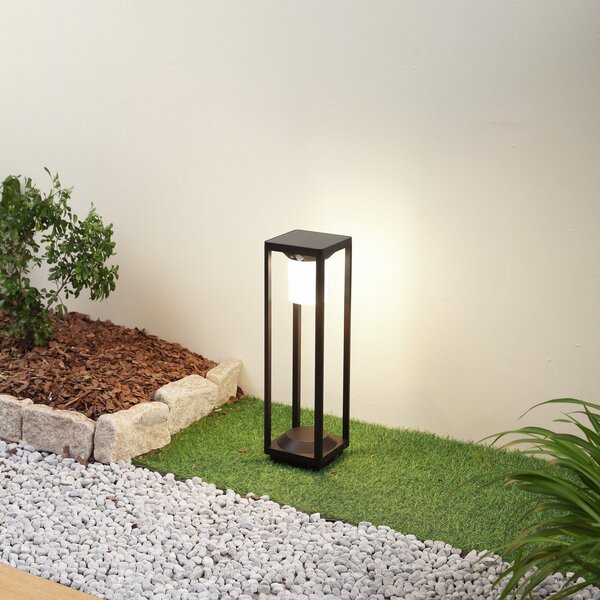 Lucande LED cu lumină solară pentru alei Nilea, 50 cm, negru, senzor, Negru, Aluminiu, Modern