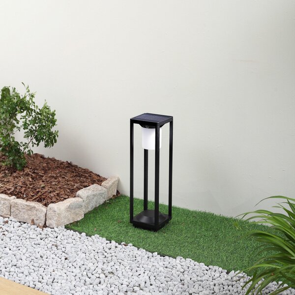Lucande LED cu lumină solară pentru alei Nilea, 50 cm, negru, senzor, Negru, Aluminiu, Modern