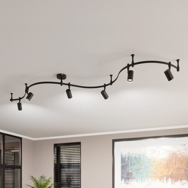 Lindby Sistem de șine Delila, negru, utilizare flexibilă, reglabil, Negru, Camera de zi / sufragerie, Metal, Modern