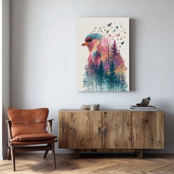 Tablou canvas Bufniță de pădure - decor mistic - 60x90 cm
