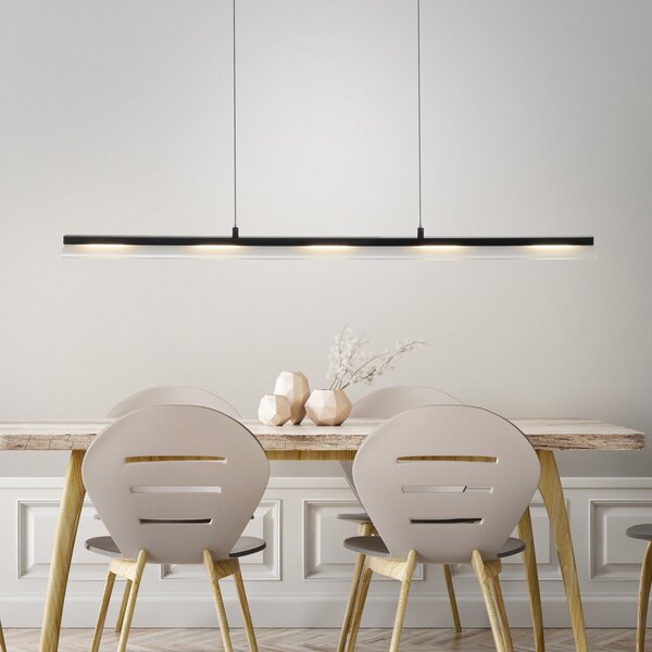 JUST LIGHT. GmbH LED suspendat Nele, negru, fier, sticlă, reglabil, Negru, Camera de zi / sufragerie, Metal, Modern