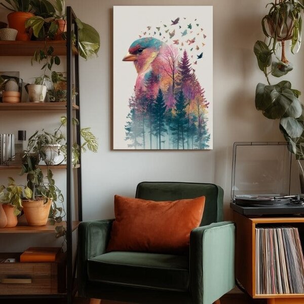 Tablou canvas Bufniță de pădure - decor mistic - 60x90 cm