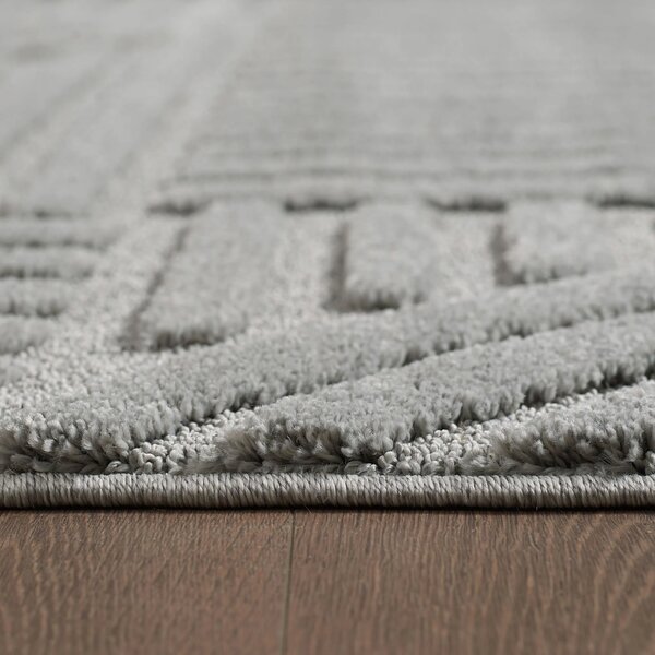 Covor tip Traversa VivaDeco Art V1, 60 x 110 cm, Silver, 100% Polipropilena, Fir 8 mm, 1900 g/mp, OEKO-TEX Standard 100
