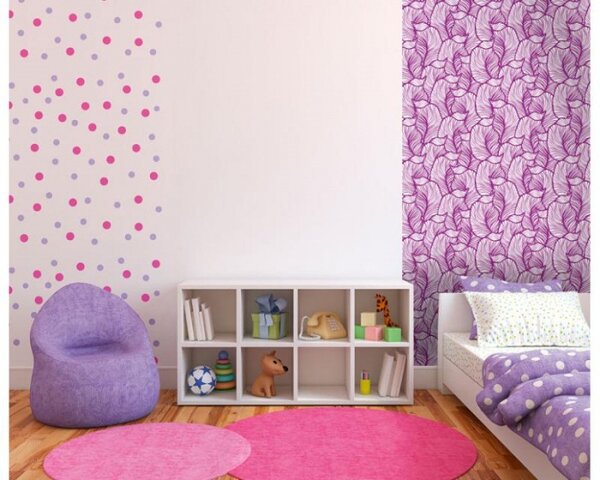 Tapet vlies de lux violet mozaic de frunze