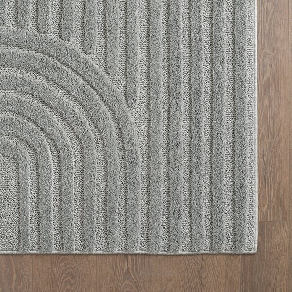 Covor tip Traversa VivaDeco Art V1, 60 x 110 cm, Silver, 100% Polipropilena, Fir 8 mm, 1900 g/mp, OEKO-TEX Standard 100