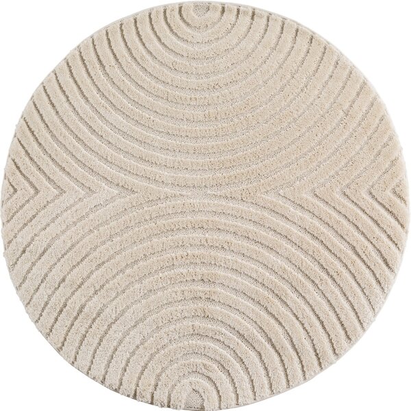 Covor Rotund VivaDeco Art V2, D80 cm, Crem, 100% Polipropilena, Fir 8 mm, 1900 g/mp, OEKO-TEX Standard 100