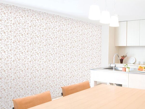 Tapet vlies de lux ornament bej-alb