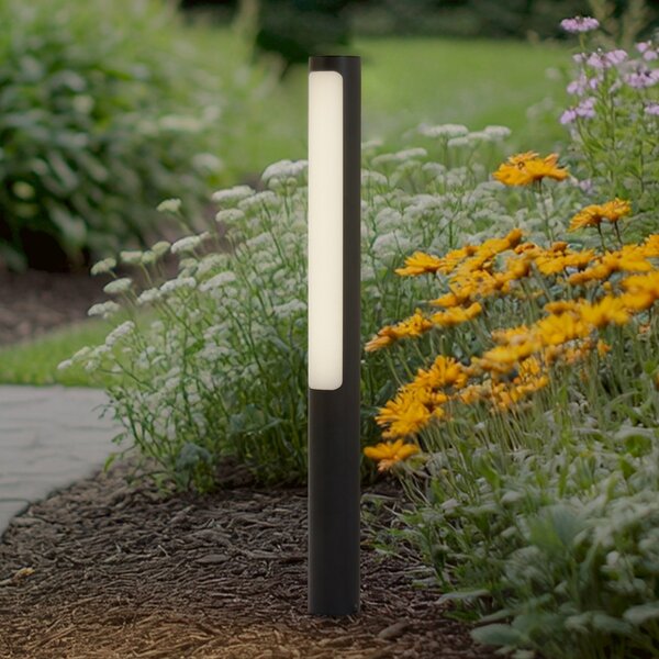 Lucande bornă luminoasă LED Tuberia, antracit, metal, 80 cm, Negru, Aluminiu, Modern