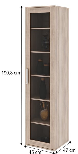 KONDELA Vitrină cu rafturi, pal melaminat, stejar sonoma, DUNAJ Tip4
