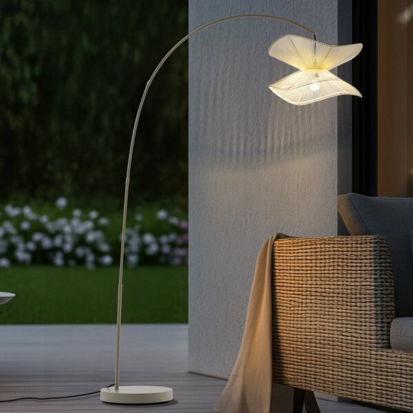Lindby lampă de podea pentru exterior Valdorin, bej, 199 cm, IP44, Bej, Țesătură / Textil, Modern