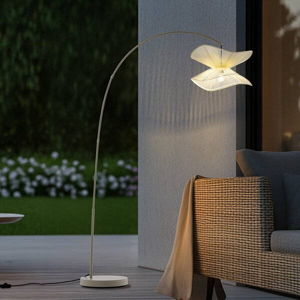 Lindby lampă de podea pentru exterior Valdorin, bej, 199 cm, IP44, Bej, Țesătură / Textil, Modern