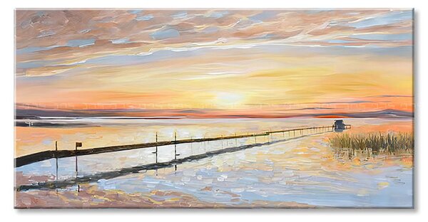 Tablou canvas COLOURF SUNSET AT THE COAST - 60x30 cm