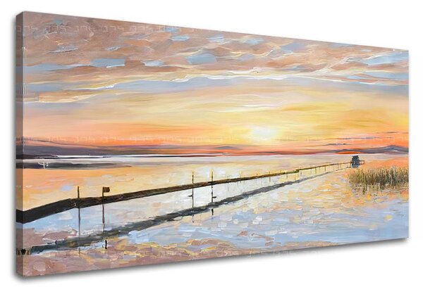 Tablou canvas COLOURF SUNSET AT THE COAST - 60x30 cm