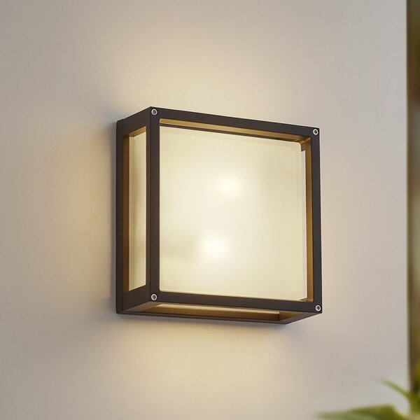 Lucande Lampa de exterior Aurelien, antracit, senzor, 25x25 cm, reglabil, Negru, Aluminiu, Modern
