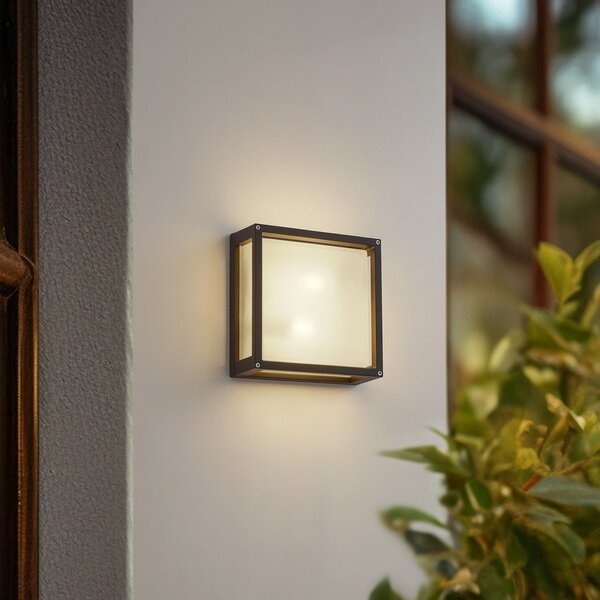 Lucande Lampa de exterior Aurelien, antracit, senzor, 25x25 cm, reglabil, Negru, Aluminiu, Modern
