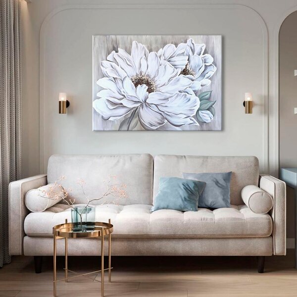 Tablou canvas DEEP WHITE FLORI - 70x50 cm