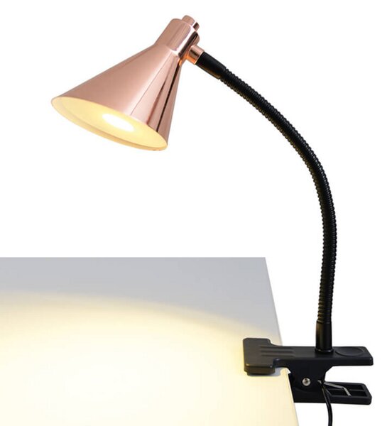 Näve Lampă LED cu clemă Janita, culoare cupru, Negru, Camera de zi / sufragerie, Metal, Modern