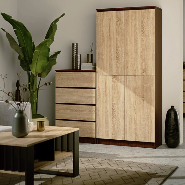 Dulap de haine Resolverse R80 2D (wenge + Stejar sonoma). Promo -13%. 1152012