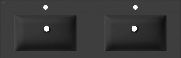 Mexen Otis, chiuvetă dublă încastrată în blat 141 × 46,5 cm, negru mat, 25181471D