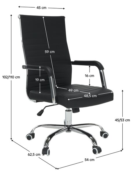 KONDELA Scaun de birou, piele eco/metal, negru/crom, FARAN