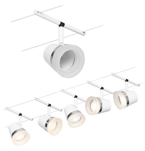 Paulmann Cone sistem cabluri set bază 5bec alb mat, Alb, Hol, Metal, Modern