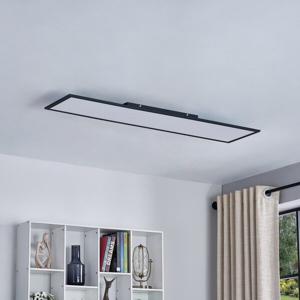 Lindby Panou LED Lamin, negru, 120cm, CCT, dimabil, telecomandă, reglabil, Negru, Camera de zi / sufragerie, Metal, Modern
