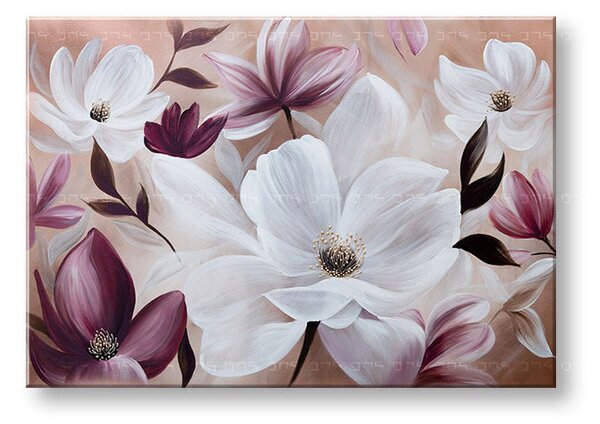 Tablou canvas Flori albe și violet 1 parte - 70x50 cm