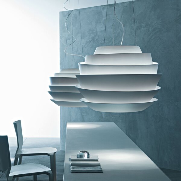 Foscarini Lampă suspendată LED Le Soleil, albă, DALI, dimabilă, reglabil, Alb, Camera de zi / sufragerie, Plastic, Design