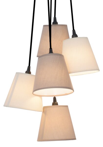 Näve Twiddle - lampă susp. textilă cu 5 abajururi, reglabil, Bej, Camera de zi / sufragerie, Țesătură / Textil, Scandinavă, Pandantive la pachet