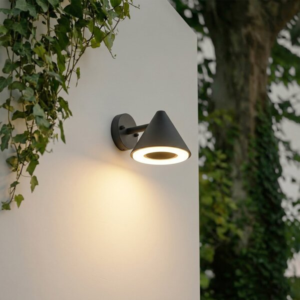 Lindby Lampa de perete pentru exterior LED Soran, negru, metal, IP44, Negru, Metal, Modern