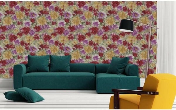Tapet vlies de lux pictură cu flori colorate