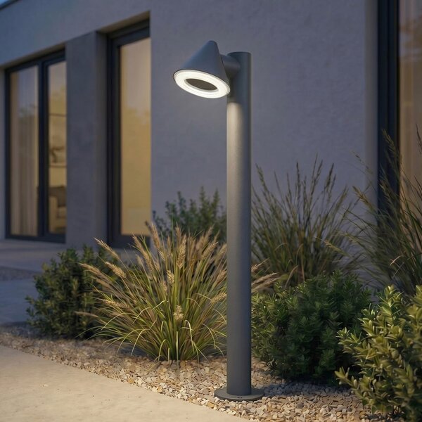 Lindby Bornă luminoasă LED Soran, negru, 100 cm, metal, IP44, Negru, Metal, Modern