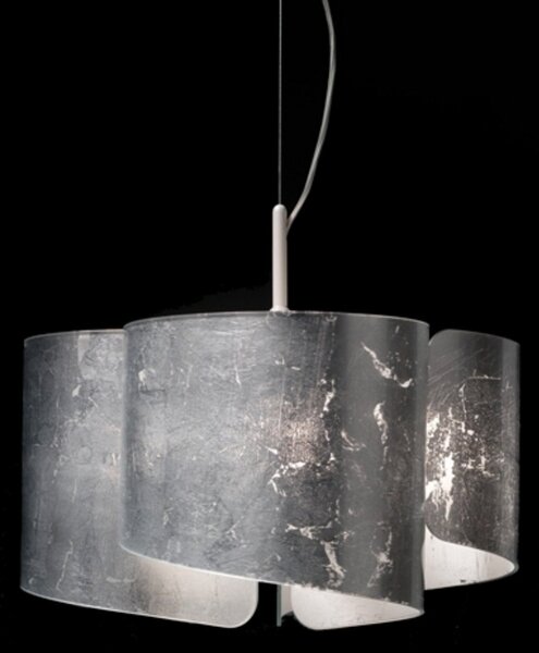 Selène Papiro, 3 lumini, argintiu, reglabil, Gri, Camera de zi / sufragerie, Metal, Design, Suspensie cu flacără unică