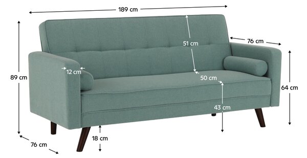 KONDELA Canapea extensibilă, material verde-mentol, OTISA