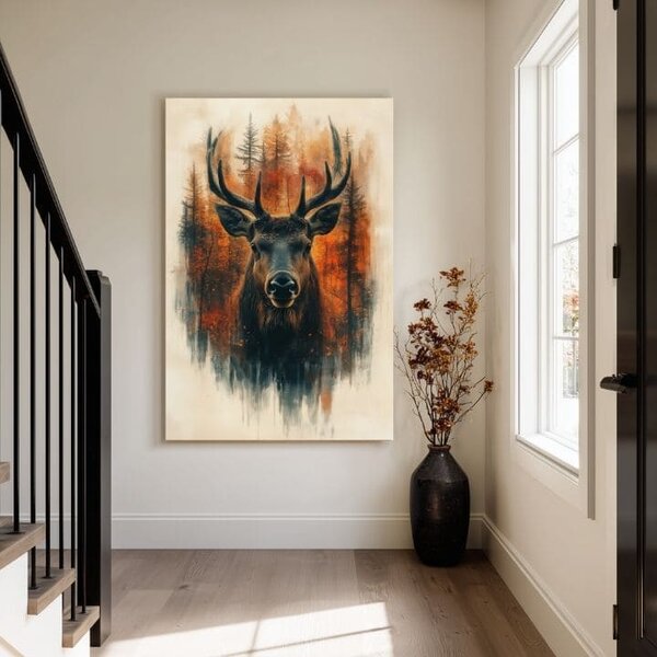 Tablou canvas Forest Deer - Elegant Natural Scene - 60x90 cm