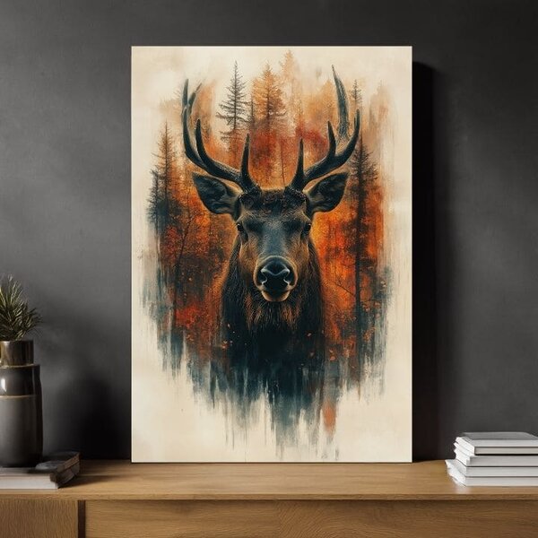 Tablou canvas Forest Deer - Elegant Natural Scene - 60x90 cm