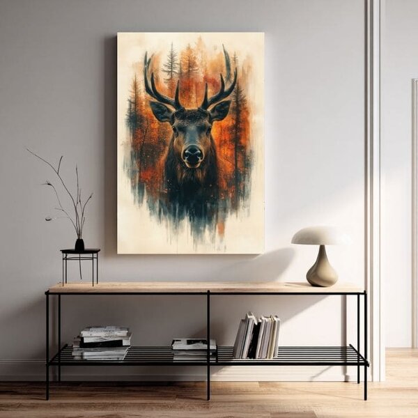 Tablou canvas Forest Deer - Elegant Natural Scene - 60x90 cm