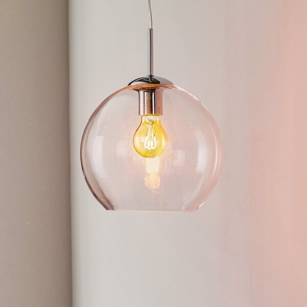 Searchlight Lampă susp. sticlă Balls, sferică 25 cm, transp., reglabil, Transparent, Camera de zi / sufragerie, Sticlă, Modern, Suspensie cu flacără unică