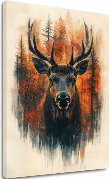 Tablou canvas Forest Deer - Elegant Natural Scene - 60x90 cm
