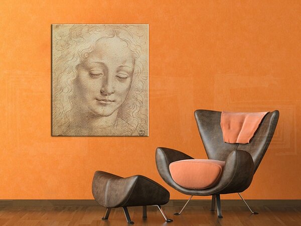 Tablou canvas HEAD OF A WOMAN 3 - Leonardo Da Vinci REP176 - 70x60 cm