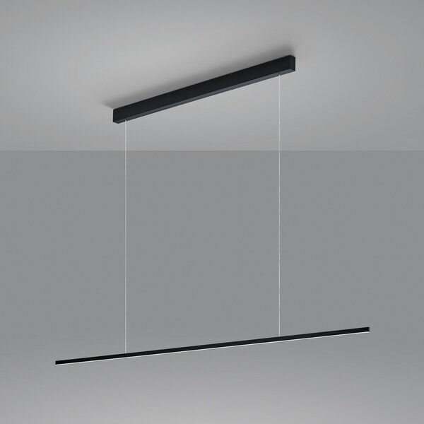 Helestra Loopy lampă susp. LED cu difuzor acril, reglabil, Negru, Camera de zi / sufragerie, Metal, Modern