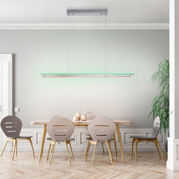Paul Neuhaus Helix lampă susp. LED, telecomandă, reglabil, Metalic, Camera de zi / sufragerie, Metal, Modern