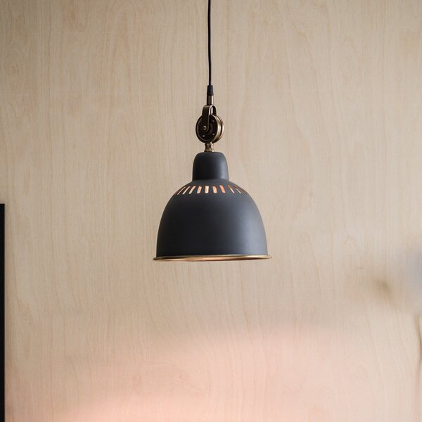 PR Home Cleveland lampă susp. 23 cm gri/alamă, reglabil, Gri, Camera de zi / sufragerie, Metal, Design industrial