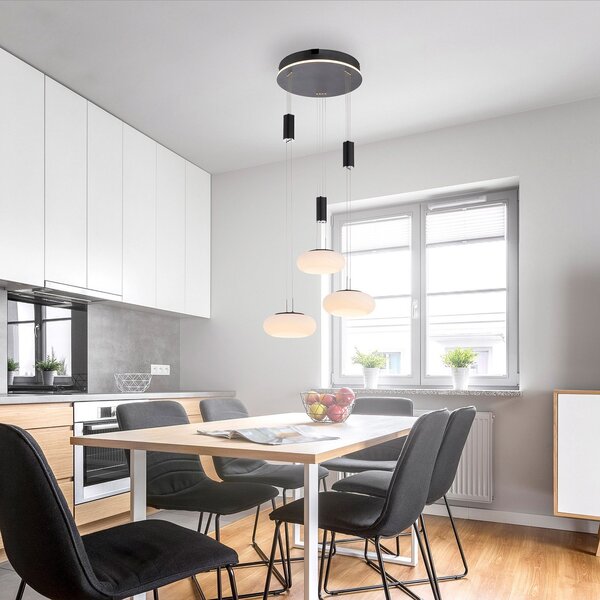 Q-Smart-Home Paul Neuhaus Q-ETIENNE suspendată bază rtd. neagră, reglabil, Negru, Camera de zi / sufragerie, Metal