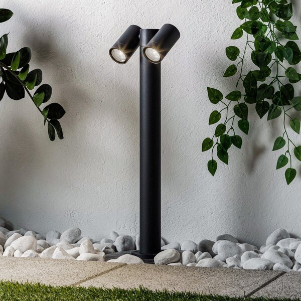 PRIOS Prios bornă luminoasă Tulimar, 2 becuri, 60cm, metal, IP65, reglabil, Negru, Metal, Modern