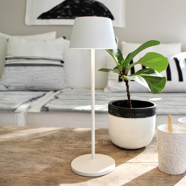 LOOM DESIGN LED reîncărcabilă patio lumina Modi, alb 36 cm CCT, reglabil, Alb, Camera de zi / sufragerie, Metal, Modern