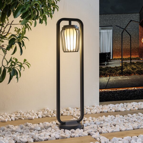 Lucande Bornă luminoasă Chandan, 90 cm, antracit, aluminiu, reglabil, Gri, Aluminiu, Modern