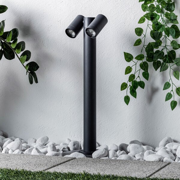 PRIOS Prios bornă luminoasă Tulimar, 2 becuri, 60cm, metal, IP65, reglabil, Negru, Metal, Modern