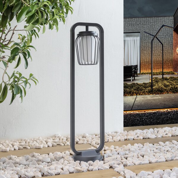 Lucande Bornă luminoasă Chandan, 90 cm, antracit, aluminiu, reglabil, Gri, Aluminiu, Modern