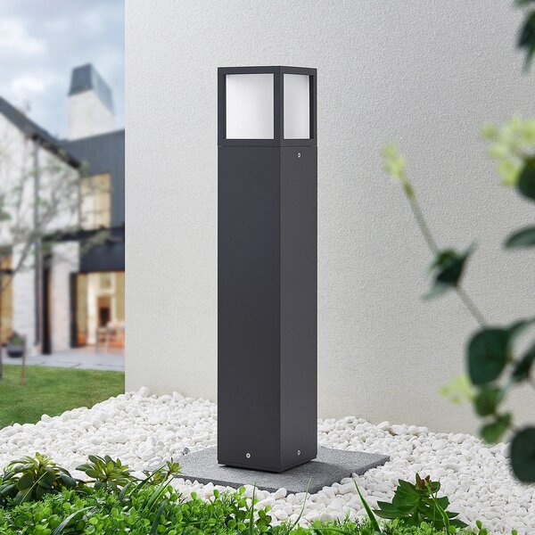 Lucande Dewari bornă luminoasă, E27, 65 cm, gri închis, IP54, reglabil, Gri, Aluminiu, Modern